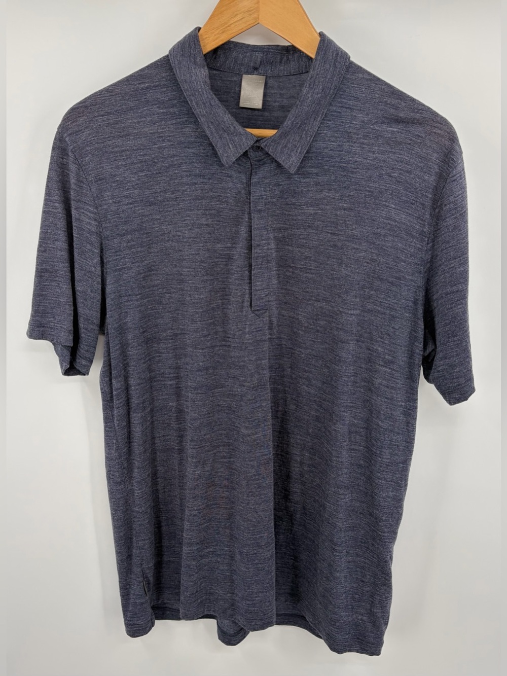 Icebreaker merino wool short sleeve blue gray polo men’s L breathable